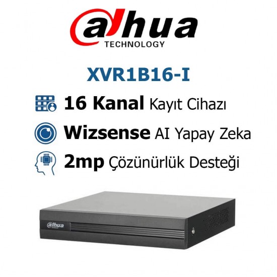 Dahua XVR1B16-I 16 Kanal XVR Kayıt Cihazı Dahua XVR1B16-IDahua XVR1B16-I 16 Kanal WizSense XVR Kayıt Cihazı 16 Kanal XVR Kayıt Cihazı